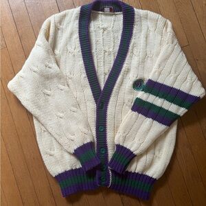 VTG 80s Wimbledon Oversized Wool Cardigan